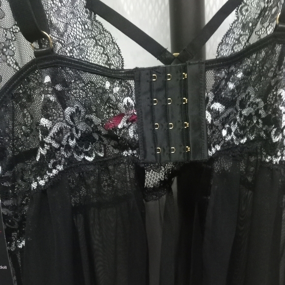 Seven til Midnight Cross dye Lace & Mash Babydoll Top, size 1X/2X , Black /Wht - Picture 8 of 13